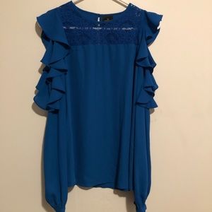 Royal blue cold shoulder dress shirt size XS